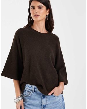 ONLY Boxy Gebreid T-Shirt - Zwart