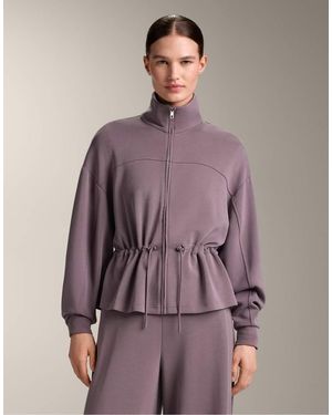 Oysho Soft-Touch Modal Jacket With Adjustable Waist And High Collar - Purple