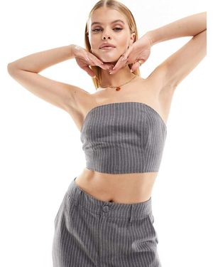 4th & Reckless Top Corsetero Gris Con Raya Diplomática Myra De (Parte De Un Conjunto)