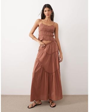 Iisla & Bird Maxi Ruffle Skirt - Brown