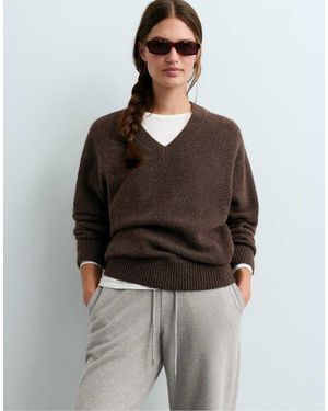 Oysho Soft-Touch V-Neck Jumper - Grey