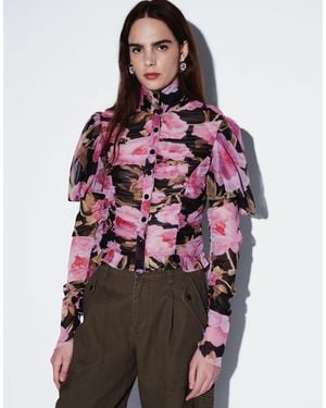 ASOS Ruched Floral Blouse - Red