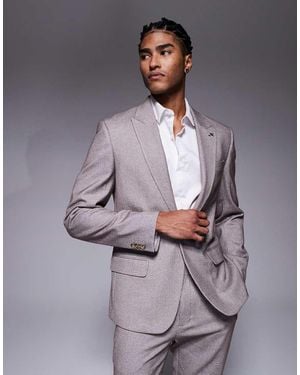 River Island Slim Textured Suit Jacket - Grey