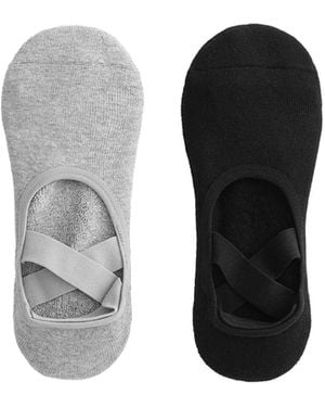 Oysho – 2 paar yoga- und pilates-socken aus baumwollmix - Schwarz