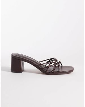 ASOS Hana Strappy Knotted Block Heeled Mules - Brown