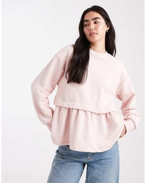 Miss Selfridge Peplum Hem Sweatshirt - Pink