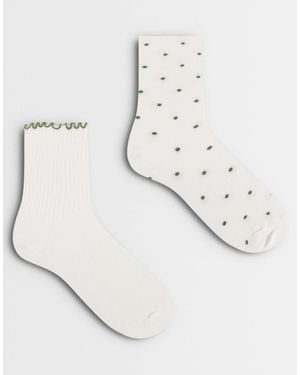 ASOS 2er-pack socken mit rüschenkante und punkten - Natur