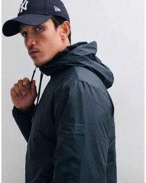 Rains 15770 Lohja Waterproof Relaxed Hooded Bomber Jacket - Blue