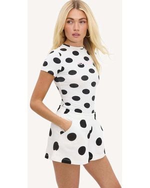 Loavies Wishing On Clouds Shirt With Polka Dots - White