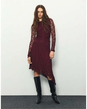 Pull&Bear Lace Midi Dress - Red
