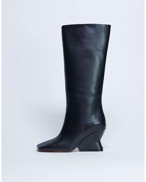 TOPSHOP – selma – hochwertige, kniehohe stiefel aus leder - Blau