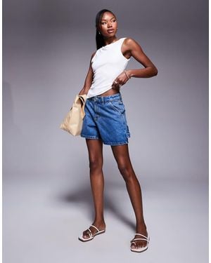 Princess Polly Longline Denim Cargo Style Shorts - Blue