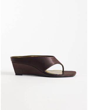 ASOS Hendrix Toe Thong Wedge - Brown