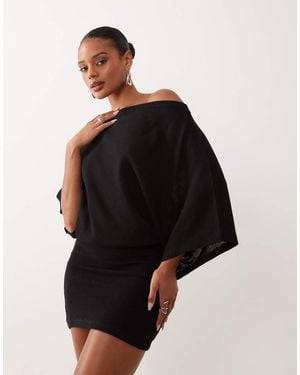 Gina Tricot Slouchy Boatneck Mini Dress - Black