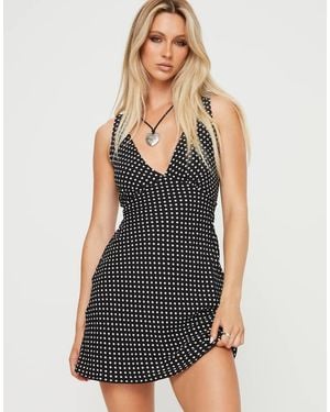 Princess Polly Nellie Plunge Neck Tie Back Detail Mini Dress - Blue