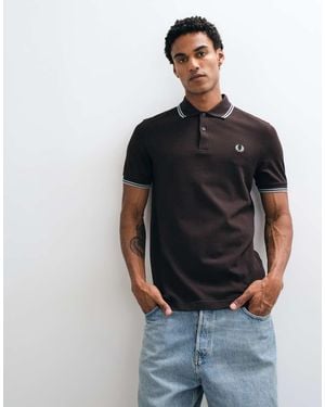 Fred Perry Poloshirt Met Korte Mouwen, Dubbele Bies En Logo - Zwart
