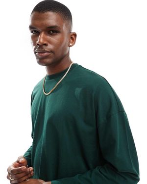 ASOS – kastiges, langärmliges oversize-shirt - Grün