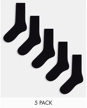 Weekday Pack De 5 Pares De Calcetines Negros De Canalé De - Blanco