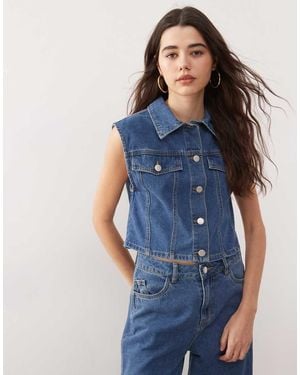 Noisy May Denim Waistcoat Co-Ord - Blue