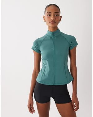 4505 Active Zip Up Short Sleeve Running Jacket With Zip Pockets - Green
