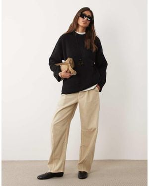 ASOS Relaxed Fluffy Jumper With Wool - Black