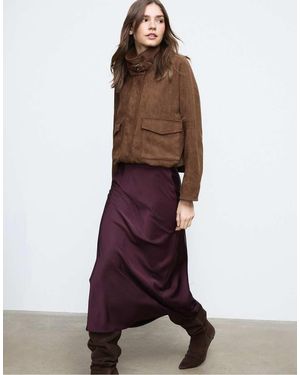 Stradivarius Satin Midi Skirt - Purple