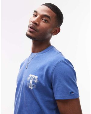 Tommy Hilfiger Camiseta Azul Con Logo Universitario En El Pecho De