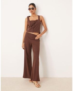 Mango Co-Ord Cropped Kick Flare Trouser - Brown