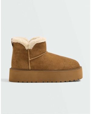 Oysho Eather Platform Boots - Brown