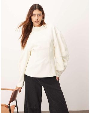 ARRANGE Sculpted Top With Contrast Stitch - White