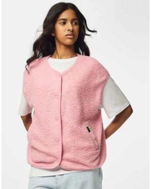 Pieces Katty V-Neck Sleeveless Press-Stud Fastening Gilet - Pink