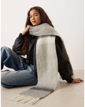 Mango Bufanda A Rayas Con Borlas De - Azul