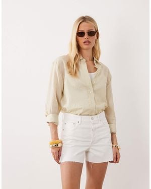 Mango 100% Cotton Denim Shorts - White