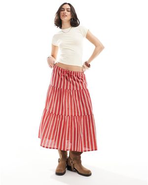 Wednesday's Girl Striped Tie Midi Skirt - White