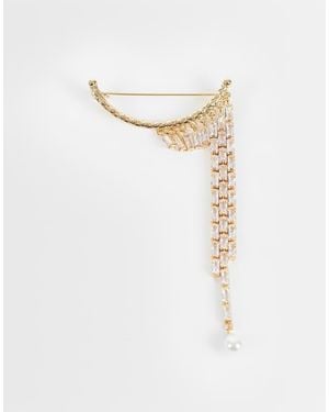 ASOS Broche Con Diseño Colgante De Strass En Tono - Blanco