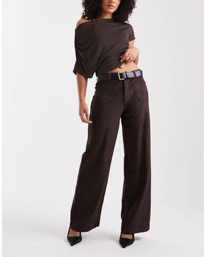 ONLY Pantalon ample en imitation daim - marron - Noir