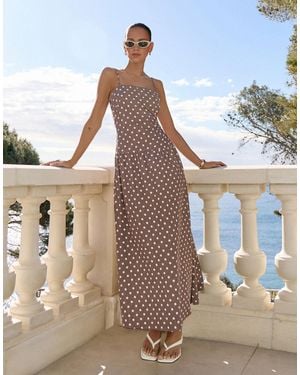 4th & Reckless – maxi-trägerkleid aus leinenmix - Blau