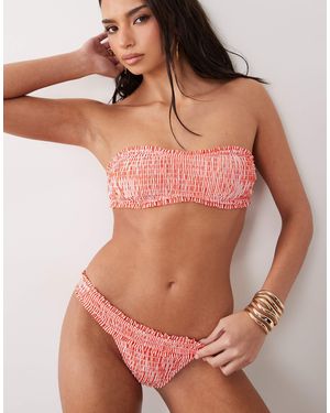 ASOS Scarlet Shirred High Leg Bikini Bottoms - Orange