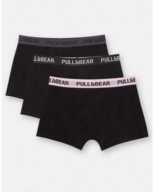 Pull&Bear 3-pack Of Boxers With Pink Waistband - Black