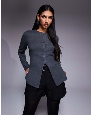 River Island Gebreide Top Met Knoopsluiting - Blauw