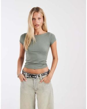 Hollister Seamless Slash Neck Top - Green