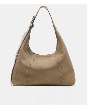 Pull&Bear Maxi Borsa Con Borchie - Neutro
