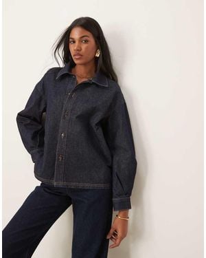 ASOS Denim Puff Sleeve Shirt - Blue