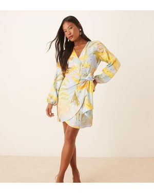 Never Fully Dressed Petite Balloon Sleeve Metallic Mini Dress - Natural