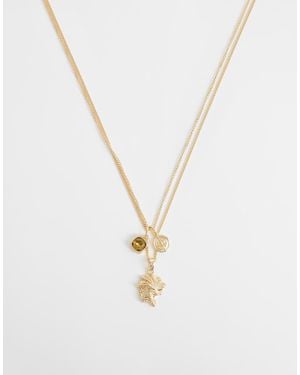 ASOS Green Stone And Shell Pendant Necklace - White