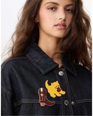 Stradivarius Set Da 2 Spille Dorate Con Stivale Da Cowboy E Gattino - Blu