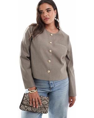 4th & Reckless Tailored Gold Button Through Jacket - Brown