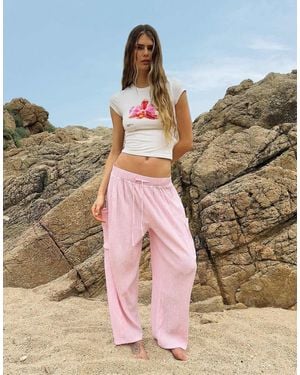 Bershka Balloon Leg Cargo Trousers - Pink
