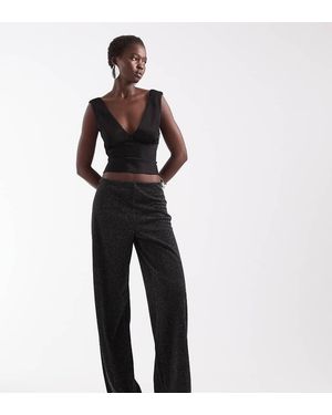 Vero Moda Broek Met Halfhoge Taille, Wijde Pijpen En Glitter - Zwart