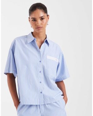 JJXX Co Ord Poplin Stripe Shirt - Blue